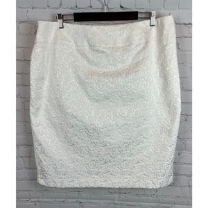 KASPER solid white cream floral reflection lined pencil straight skirt size 18W